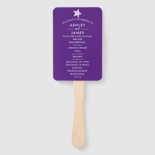 Any Color Beach Wedding Program Fan with Starfish