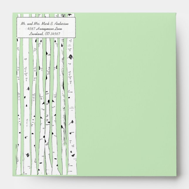 Any Color Birch Tree Wedding Square Envelopes (Front)