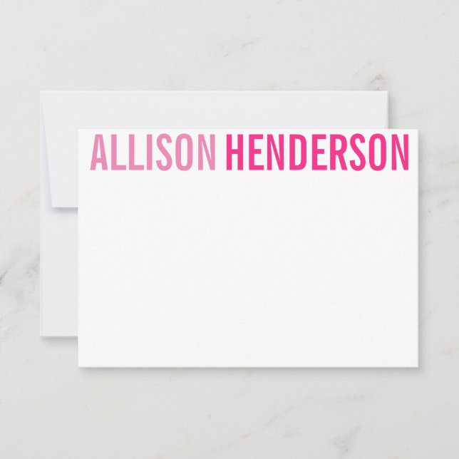 Any Color - Block Letters Personalized Note Cards (Front)