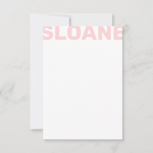 Any Color Block Name Personalized Note Card (Front)