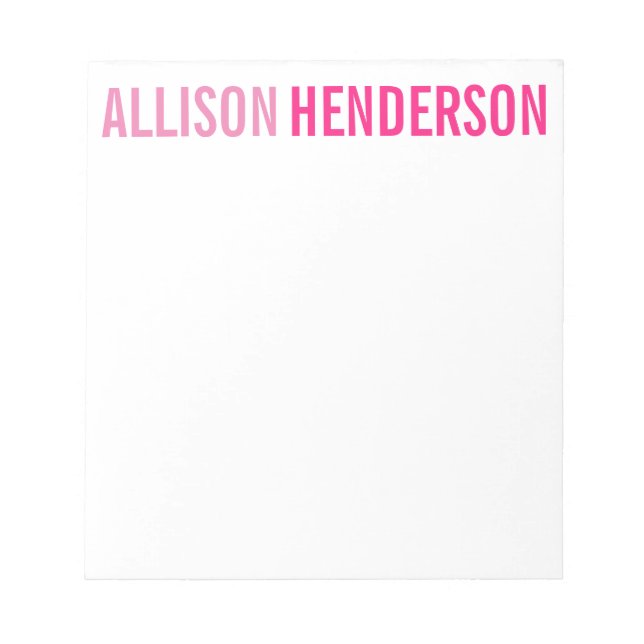Any Color - Block Name Personalized Notepad (Front)