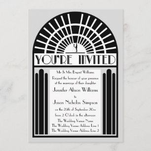 Any Color Bold Art Deco Style Wedding Invitations
