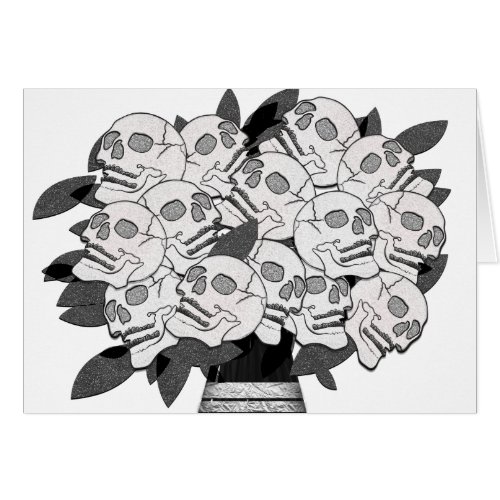 Any Color Bouquet of Skull Roses Black  White