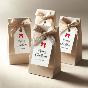 Any Color Bow Chic Coquette Merry Christmas Gift Tags