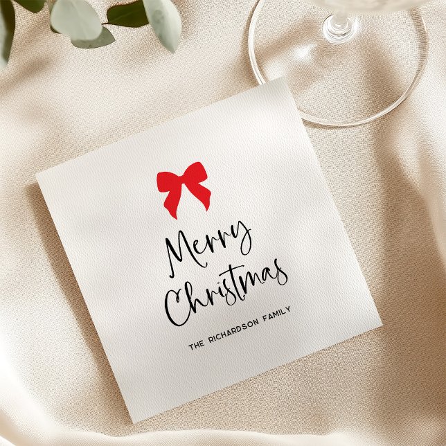 Any Color Bow | Chic Coquette Merry Christmas Napkins (Creator Uploaded)