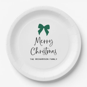 Any Color Bow   Chic Coquette Merry Christmas Paper Plates