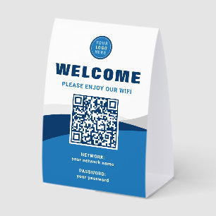 Any Color Branded Logo Template Wifi QR Code Table Tent