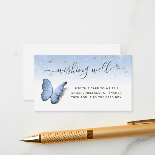 Any Color Butterfly Elegant Floral Wishing Well Enclosure Card
