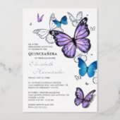 Any Color Butterfly Elegant Quinceanera Foil Invitation (Front)