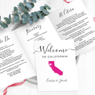 Any Color California Wedding Bag Welcome Itinerary Tri-Fold Program