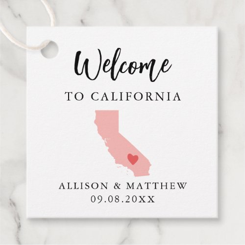 Any Color California Wedding Welcome Bag Favor Tags