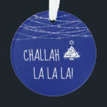 Any Color Challah La La La Christmas Hanukkah Blue Ornament<br><div class="desc">Choose the customize tool to change the background colors, both front and back, to any of your choosing, if blue isn't your preference. For the family that celebrates both Christmas and Hanukkah, this ornament displays a Christmas tree icon with the Star of David on top! It's perfect for your Chrismukkah...</div>