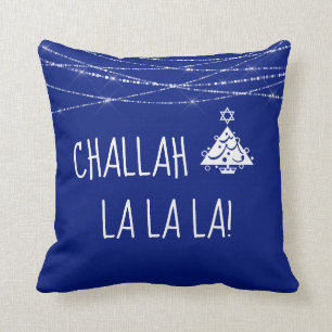 Any Color Challah La La La Christmas Hanukkah Throw Pillow