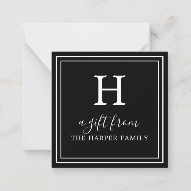Any Color - Classic Monogram Gift Enclosure Cards (Front)