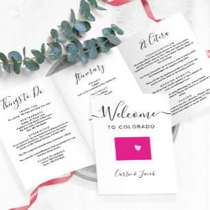 Any Color Colorado Wedding Welcome Bag Itinerary Tri-Fold Program