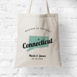 Any Color Connecticut Map Wedding Welcome Bag, Tote Bag<br><div class="desc">Wedding weekend welcome gift bag for out of town guests to your wedding, featuring image of Connecticut. You may edit the colors for any part of this design, as well as move the heart to the location of your wedding. To change colors, click personalize and then "edit using the design...</div>