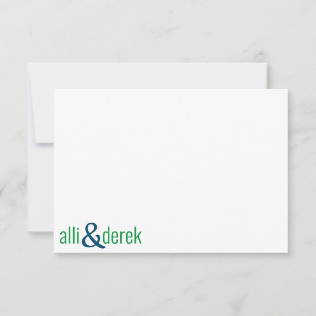 Any Color - Couples Block Personalized Note Cards (Front)