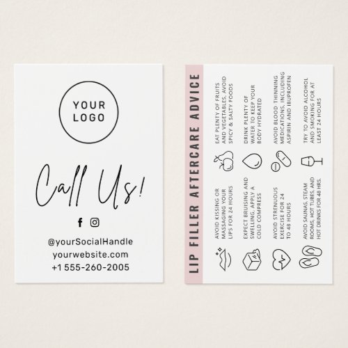 Any color Custom Logo Lip Filler Aftercare Card 