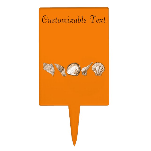 Any Color Customizable Seashells Cake Topper (Front)