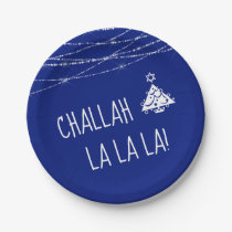 Any Color Cute Challah La La La Chrismukkah | Blue Paper Plates