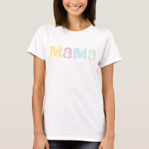 Any Color Cute Retro Floral Mom MAMA  T-Shirt