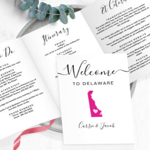 Any Color Delaware Wedding Welcome Bag Itinerary Tri-Fold Program