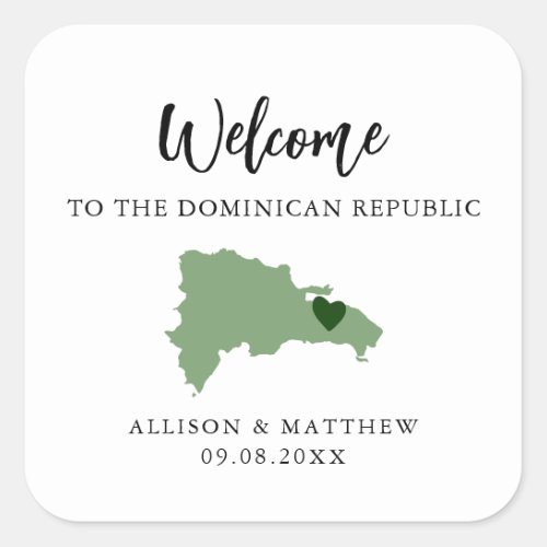Any Color Dominican Republic Wedding Welcome Bag Square Sticker