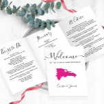 Any Color Dominican Republic Wedding Welcome Tri-Fold Program<br><div class="desc">Welcome guests to your wedding with this tri-fold card. There is plenty of room to include your itinerary, restaurant suggestions, things to do, and contact info. There is space for a photo on the back of the card. All text may be customized, including the heading. You may edit the colors...</div>
