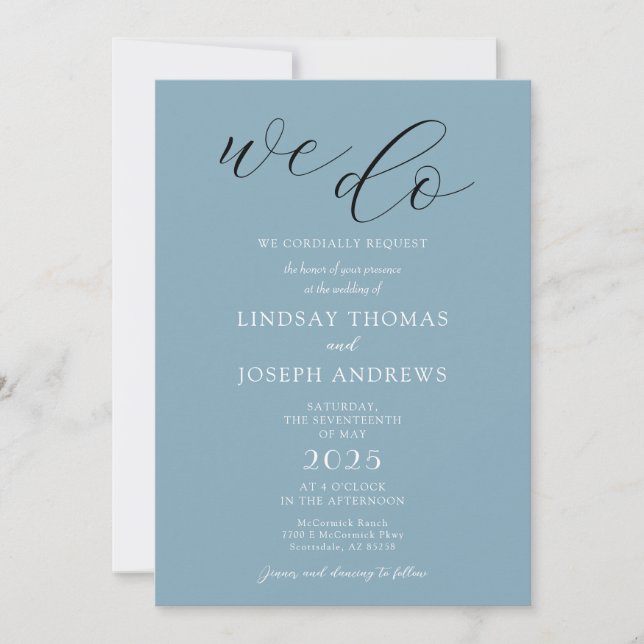 Any Color Elegant Modern Simple Wedding Invitation (Front)