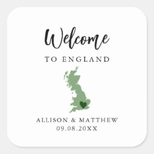 Any Color England UK Wedding Welcome Bag Square Sticker