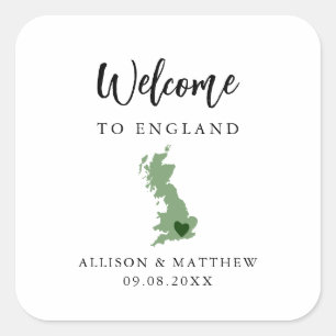Any Color England UK Wedding Welcome Bag Square Sticker