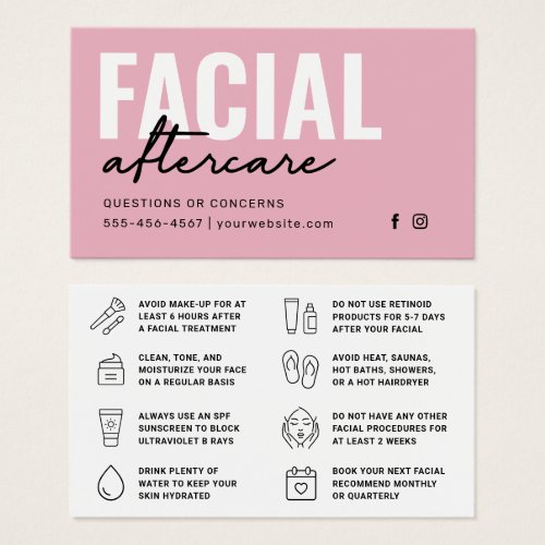 Any Color Facial Aftercare Instructions Card