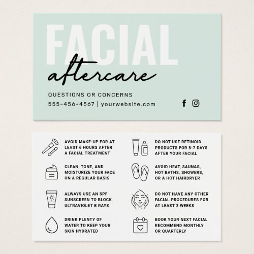 Any Color Facial Aftercare Instructions Card