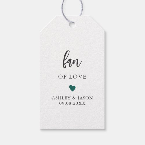 Any Color Fan of Love Hand Fan Favor Wedding Gift Tags