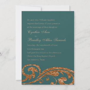 Any Color Faux Copper Foil Design Invitation