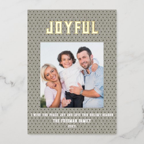 Any Color Faux Lather Minimal Christmas Foil Holiday Card