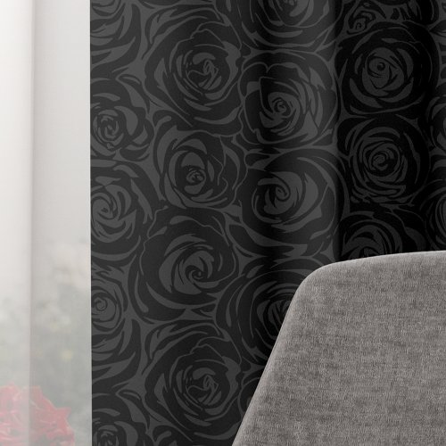 Any Color Floral Art  Black Rose Pattern Gothic Blackout Curtains