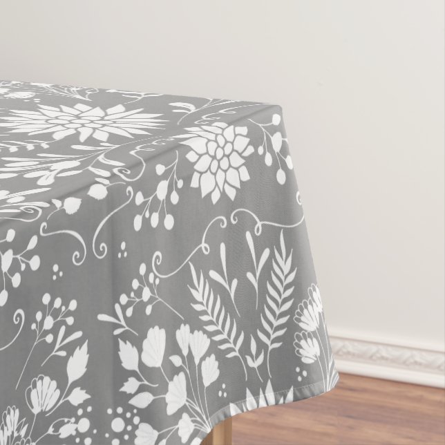 Any Color Floral Garland Swirl Cotton Tablecloth (In Situ)