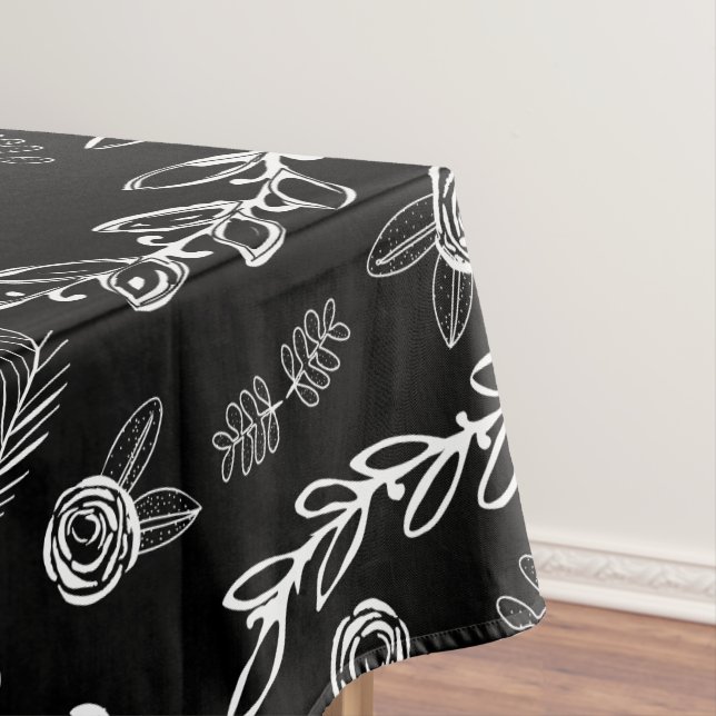Any Color Floral Garland Swirl Cotton Tablecloth (In Situ)