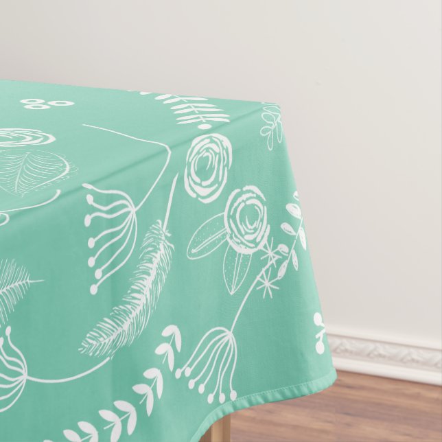 Any Color Floral Garland Swirl Cotton Tablecloth (In Situ)