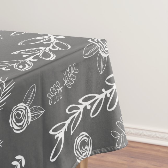 Any Color Floral Garland Swirl Cotton Tablecloth (In Situ)