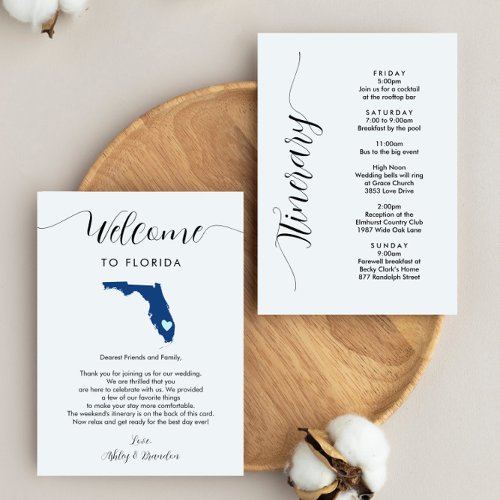 Any Color Florida Wedding Welcome Letter Itinerary