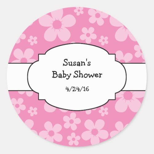Any Color Flower Print StickersCupcake Toppers Classic Round Sticker