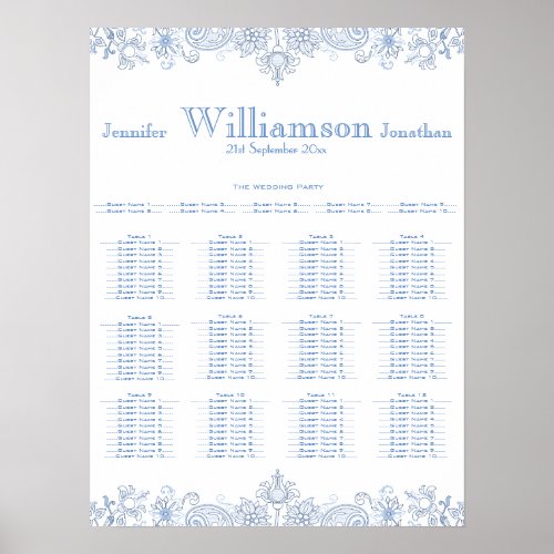 Any Color Flowers _ Foliage Wedding Seating Chart