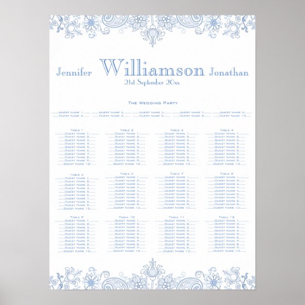 Any Color Flowers - Foliage Wedding Seating Chart