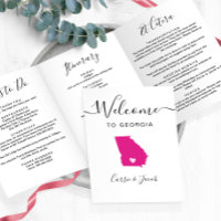 Any Color Georgia Wedding Welcome Bag Itinerary
