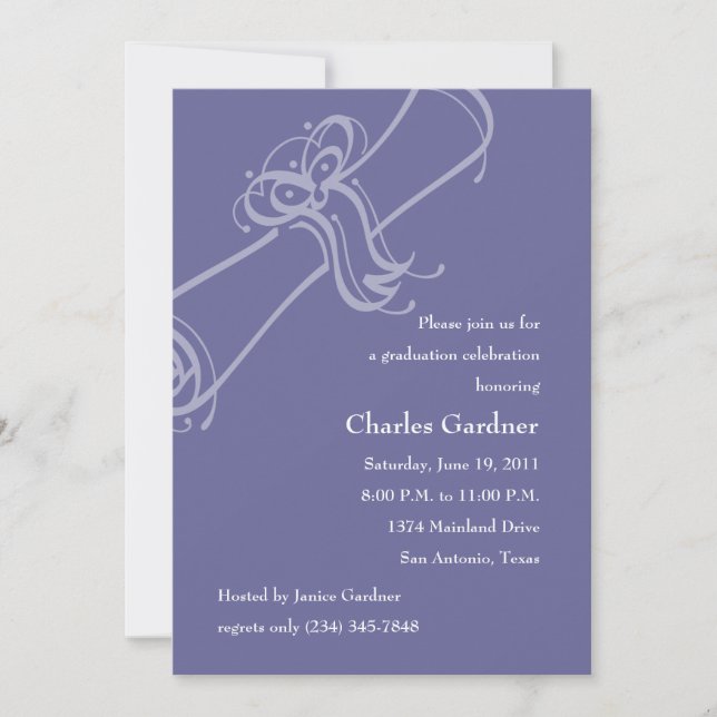 Any Color  Graduation Diploma Invitation (Front)