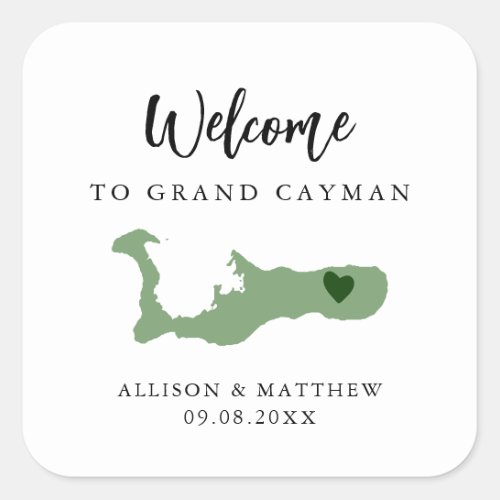 Any Color Grand Cayman Wedding Welcome Bag or Box  Square Sticker