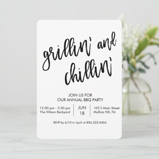 ANY COLOR - Grillin and Chillin BBQ Invitation