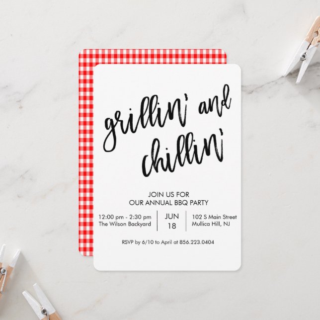 ANY COLOR - Grillin and Chillin BBQ Invitation